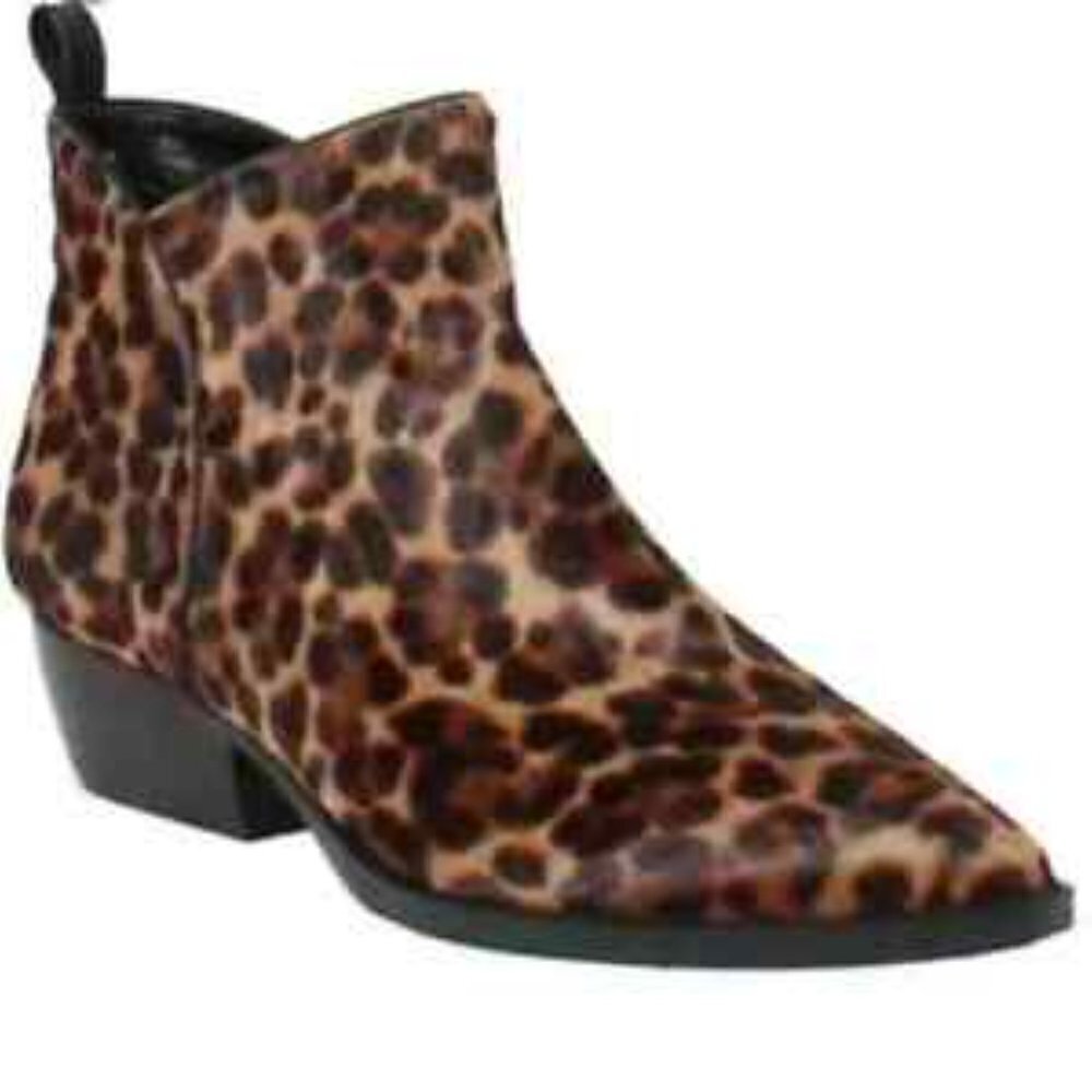 Marc Fisher Obrra Genuine Calf‎ Hair Leather Bootie / Leopard Print